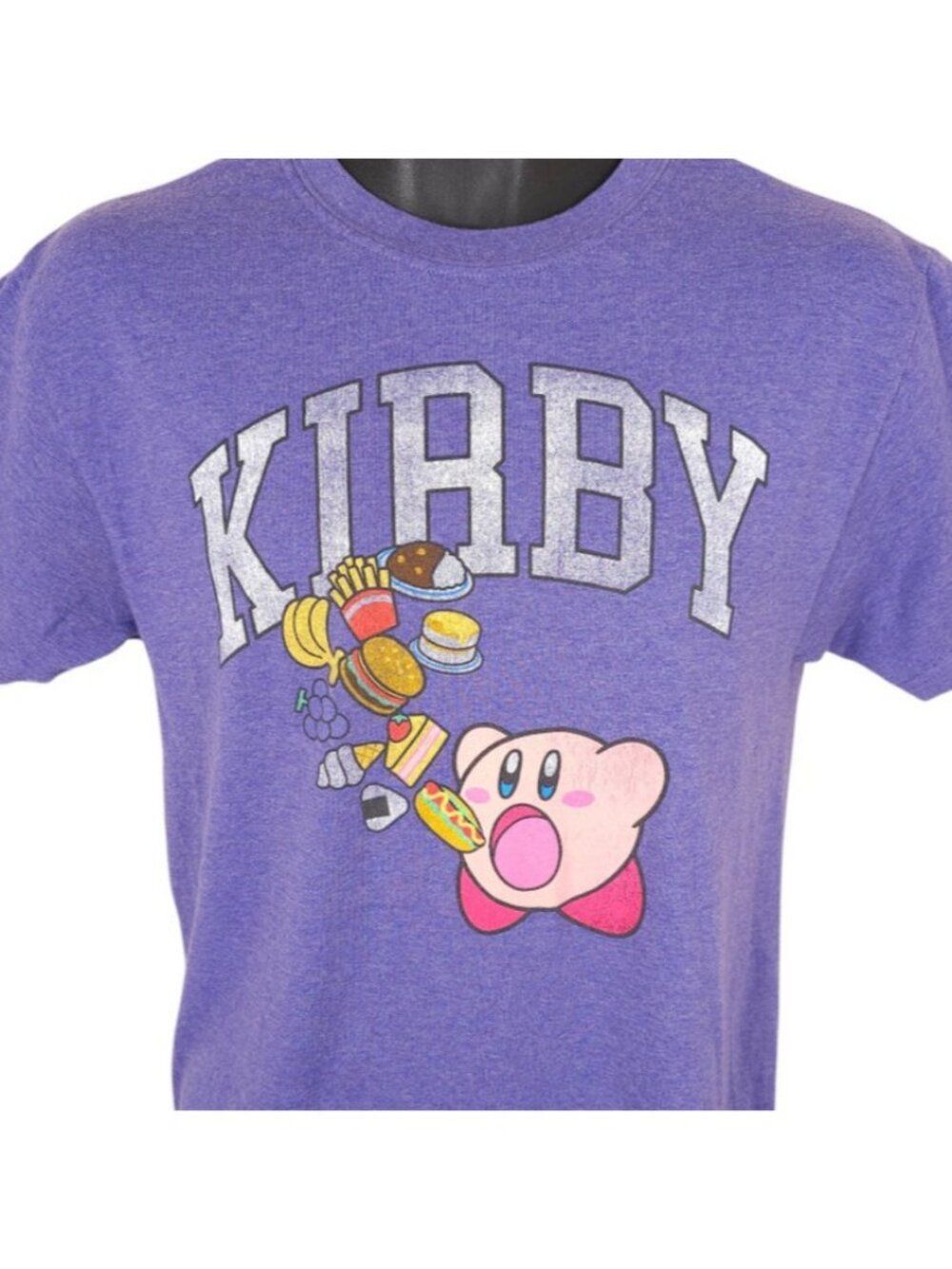 Kirby T Shirt Mens Size Small Purple Nintendo Video Game Japanese Fast Food